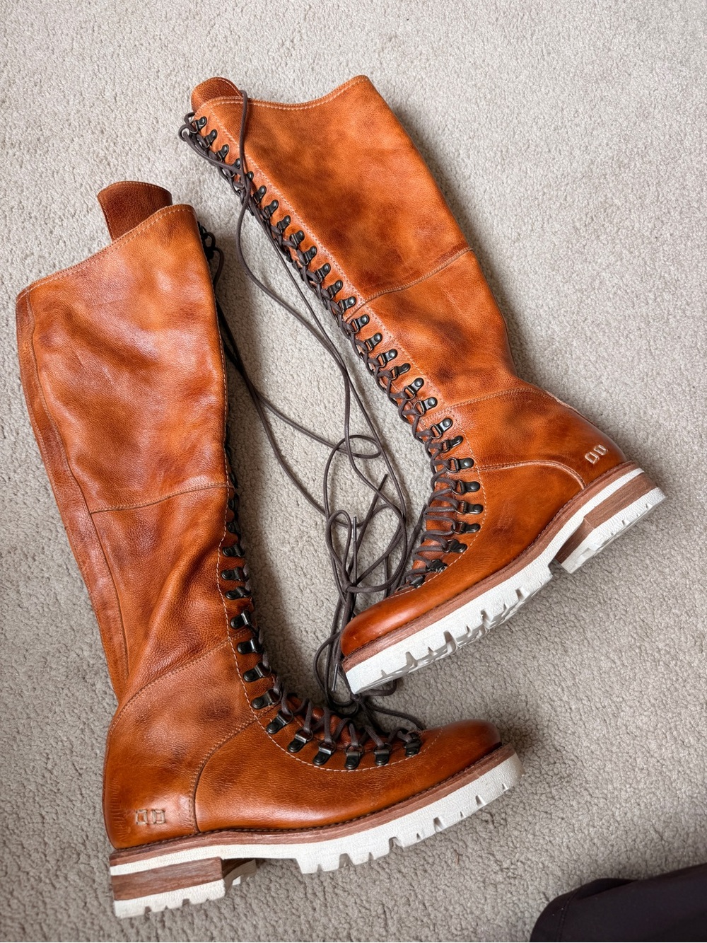 BED|STU x Free People Victory (Lustrous) Pecan Tall Lace-Up Leather Boots - Picture 5 of 15